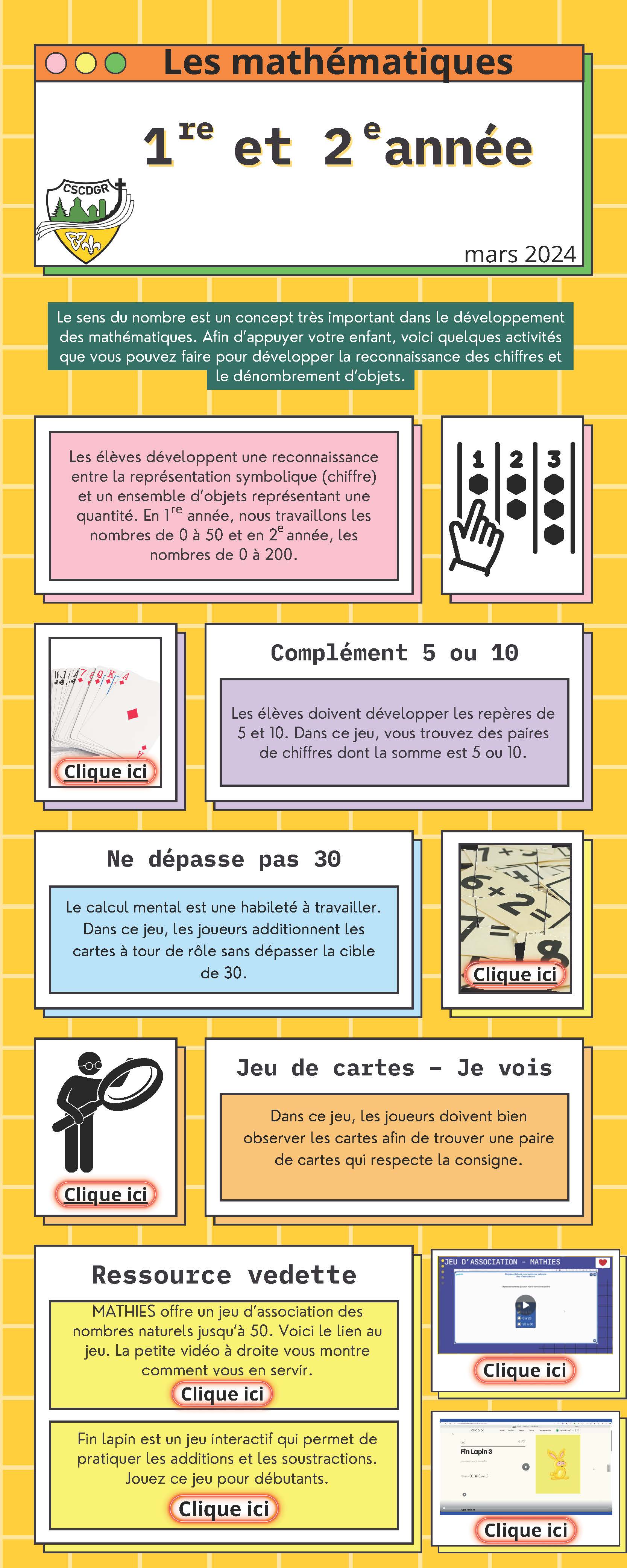 Infographie pour parents 1re et 2e mathmatiques